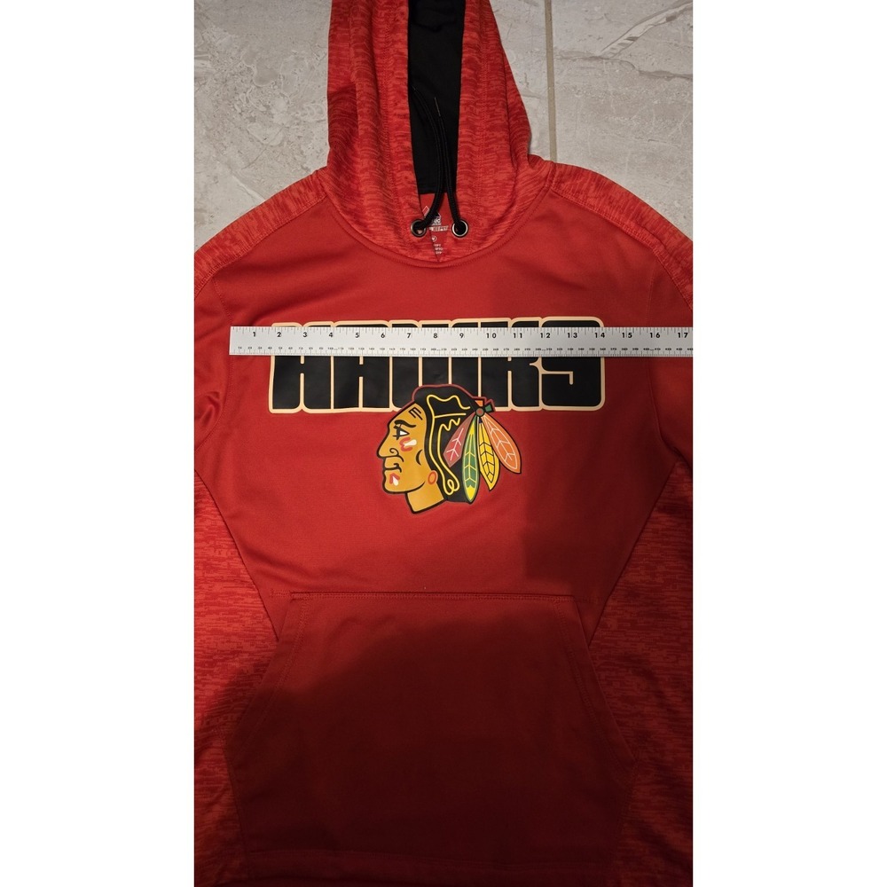 MAJESTIC Chicago Blackhawks Therma Base Red Hoodie Mens Medium NHL Hocker Fleece - Picture 8 of 9